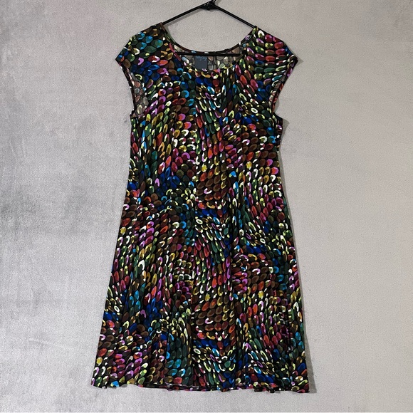 Gabby Skye Dresses & Skirts - Gabby Skye Vibrant Geo Design Dress Womens Sz 8 Knee Length Cap Sleeve Stretch